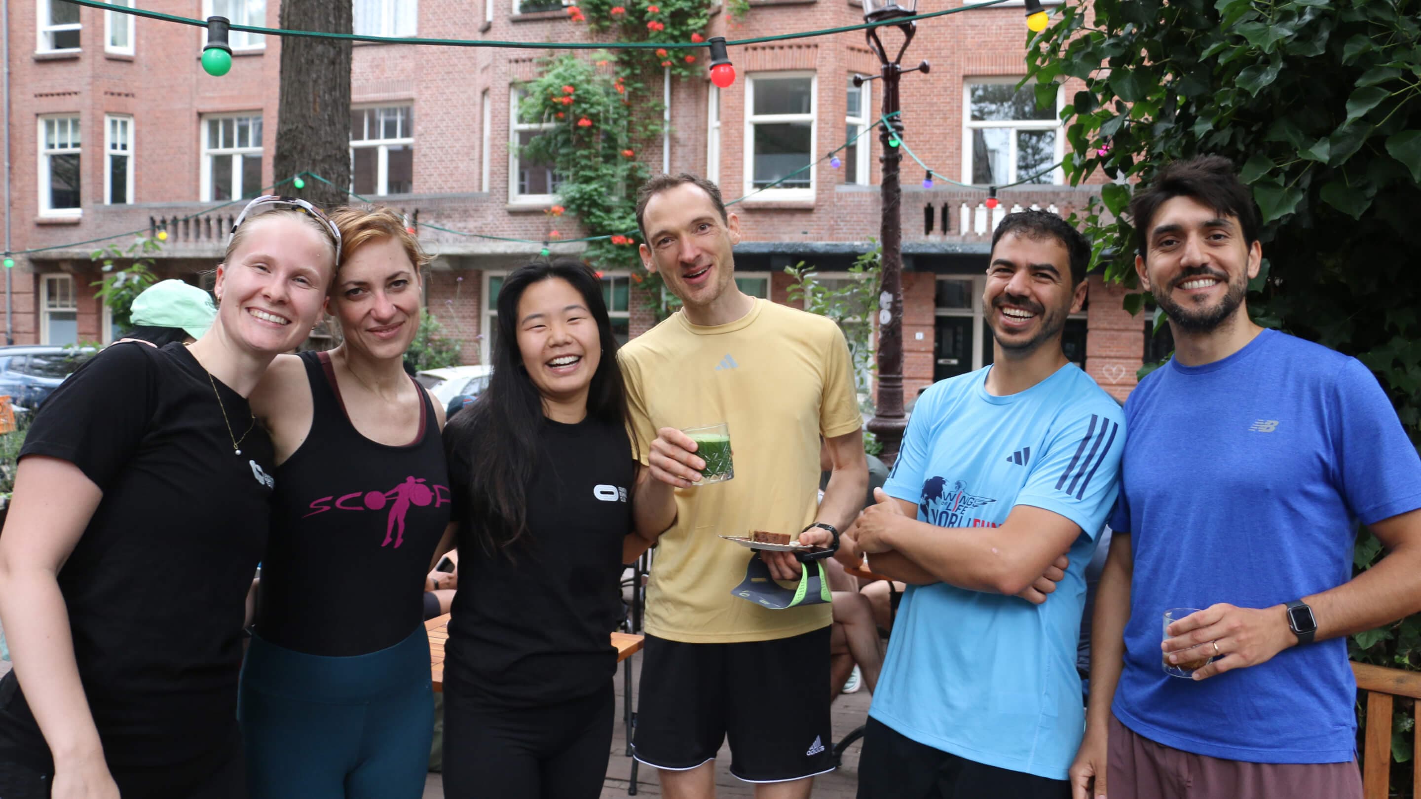 Founders Running Club meeting up at a cafe