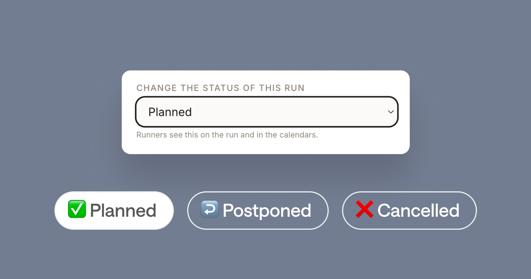 Setting a run's Event Status to cancelled or postponed on RunClubs.nl